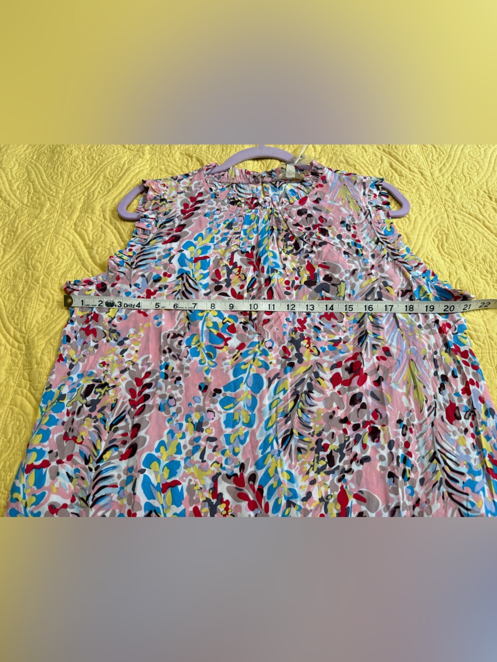 H128 NWT Ott XL pp21 Floral Ruffle Sleeveless Pink Multi Top - Picture 9 of 12